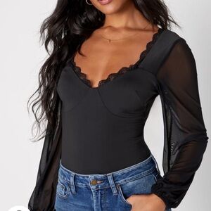 Lulus Black Lace Bodysuit